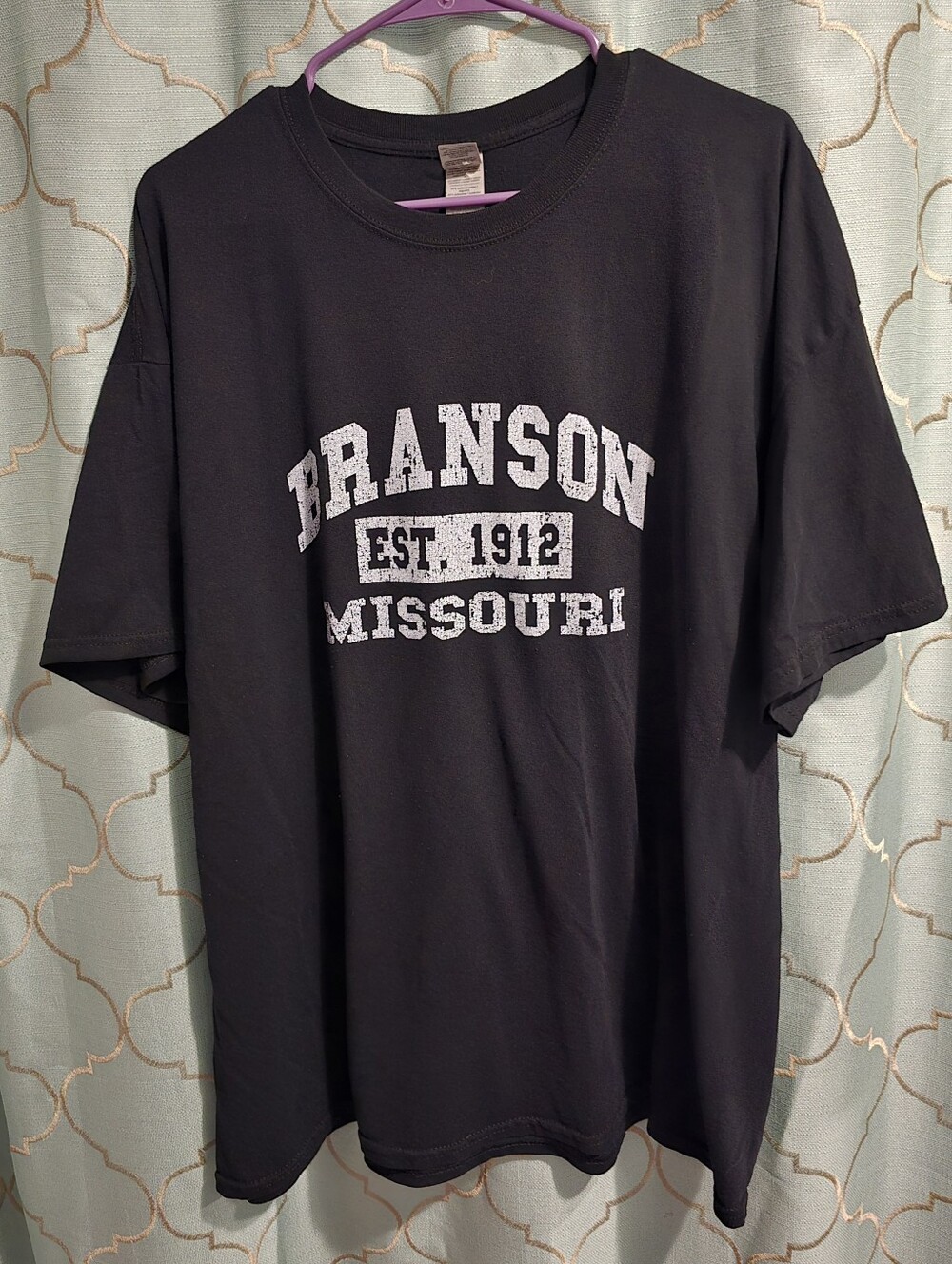 Men's 2XL Black White Short Sleeve Graphic Tee Shirt Branson Missouri Est. 1912